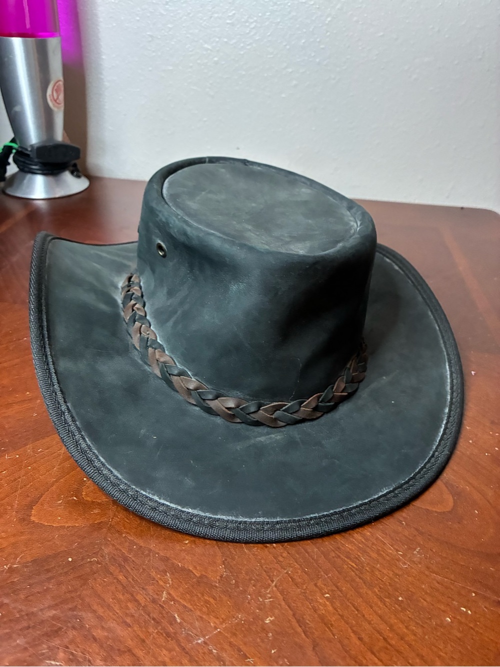 Barmah Kangaroo Squashy  Leather Hat Large Black